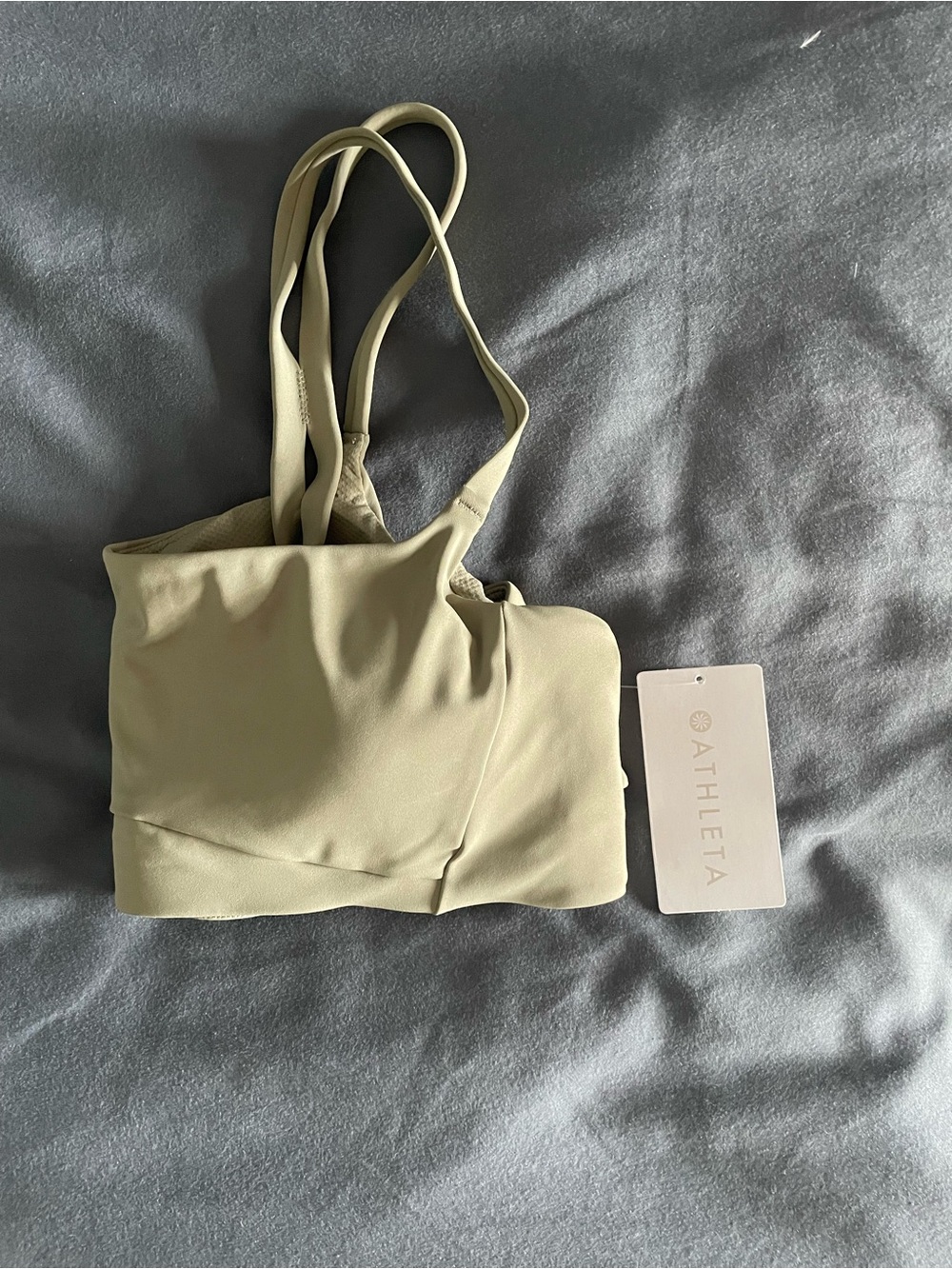 Athleta Olive Double-Strap Seamless Sports Bra